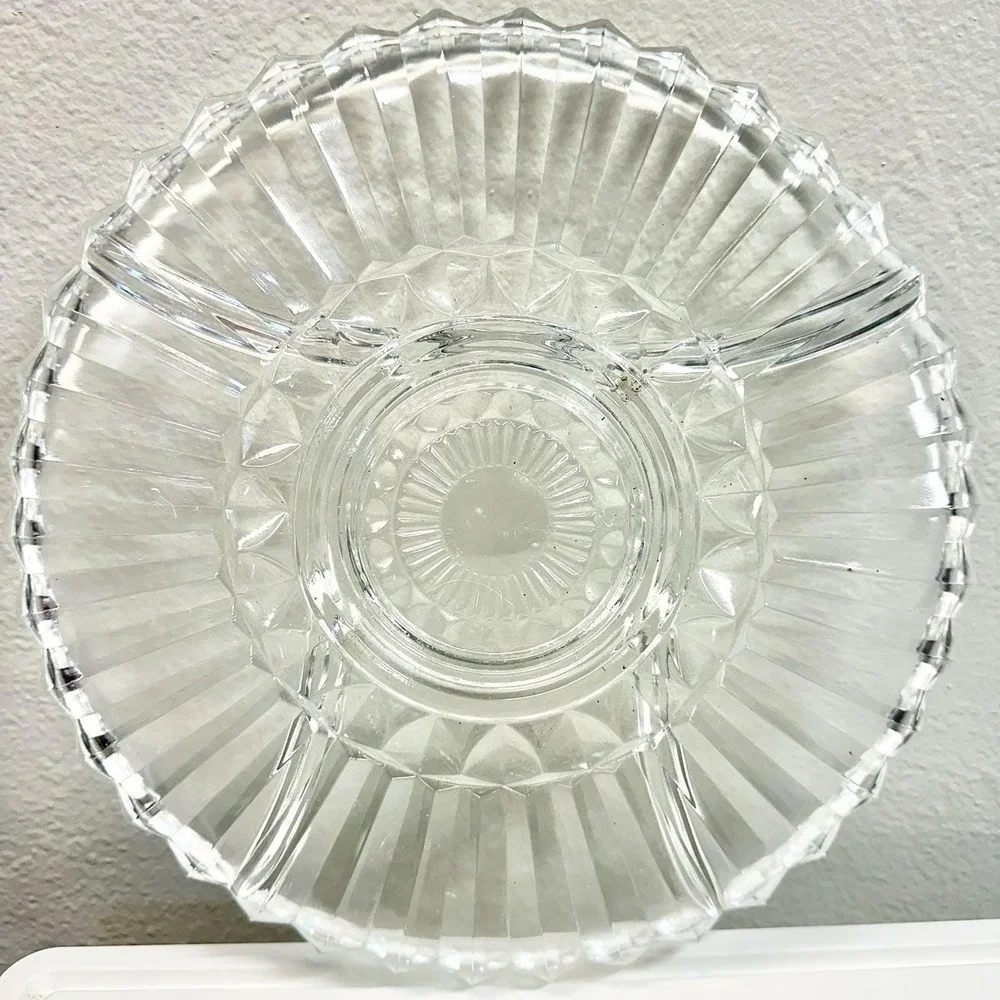 Vintage Clear Pressed Glass Relish Tray Divided Serving Dish 5 Section‎ 12